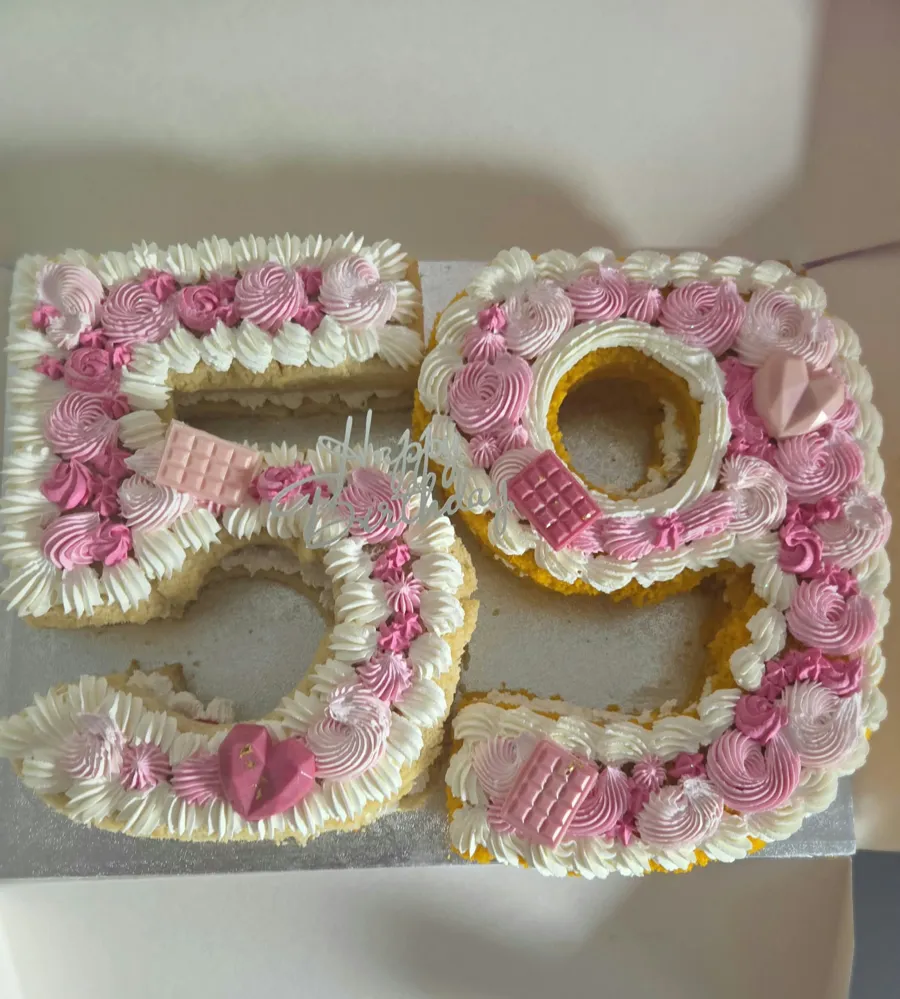Pink number 59 cake