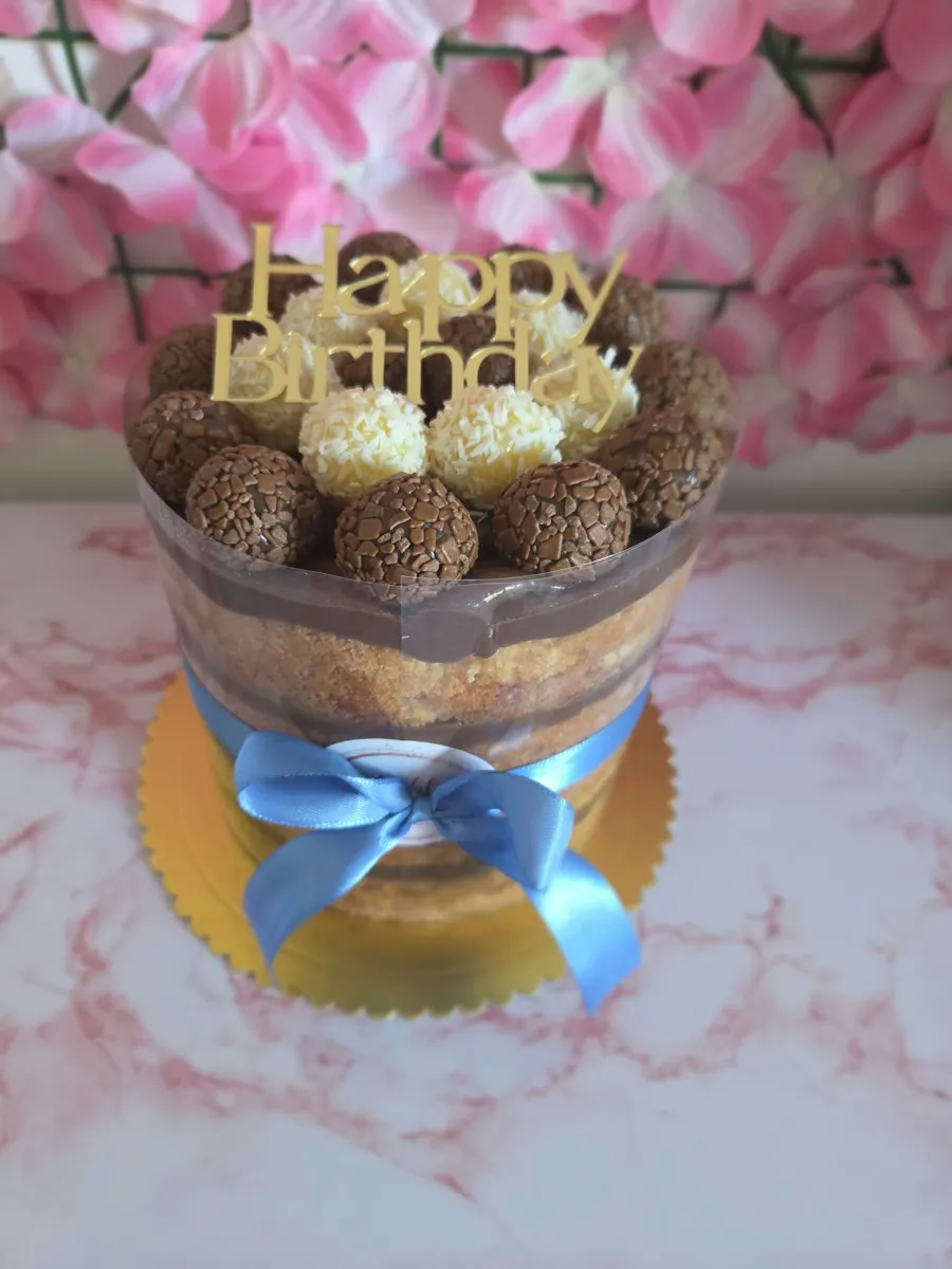 Cake with blue bow