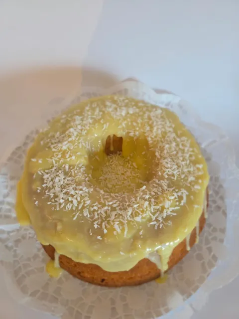 Orange cake with glaze and coconut