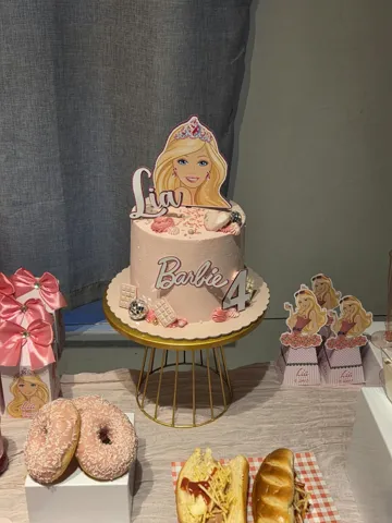 Barbie cake on the party table