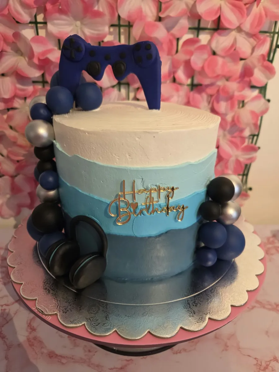 Blue Happy Birthday cake