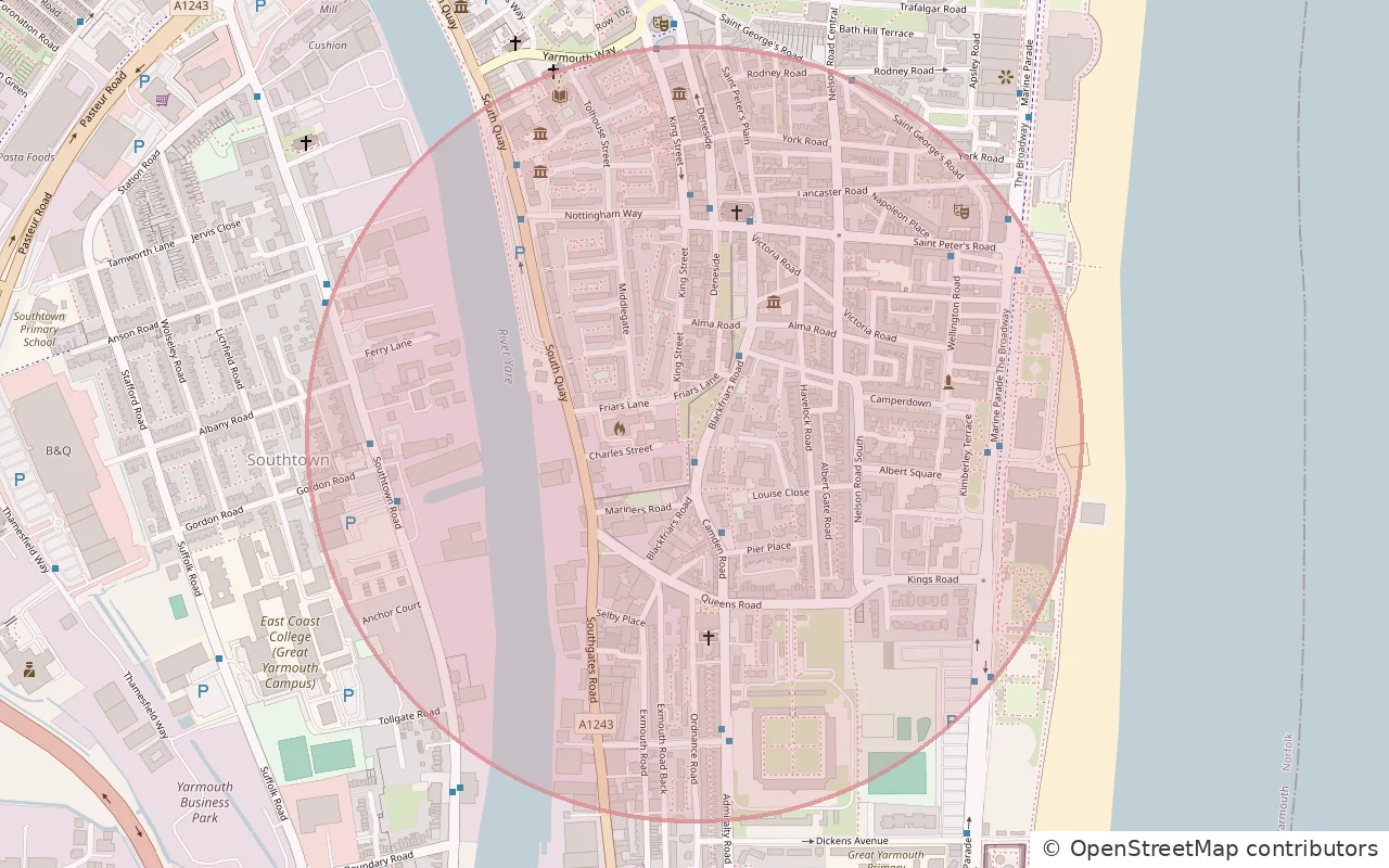 Map of the Great Yarmouth area (approximate area)